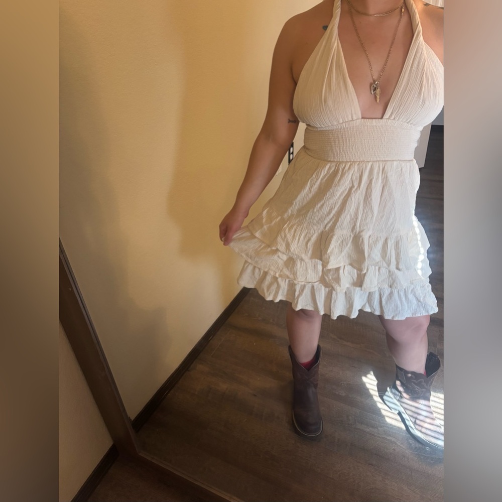 White Halter Dress